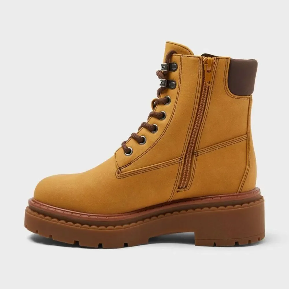 Women’s Marlowe Hiker Ankle Boots with Memory Foam Insole – Wild Fable Tan 9